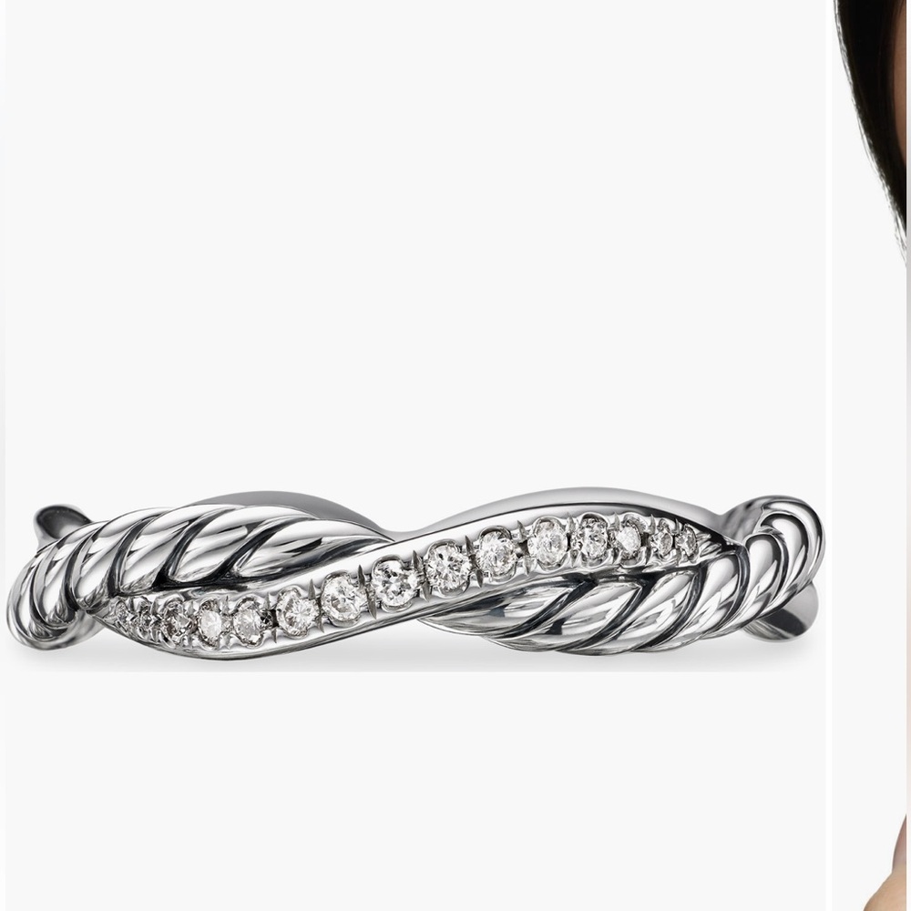 DAVID YURMAN PETIT INFINITY TWISTED RING WITH PAVE DIAMONDS IN STERLING SILVER